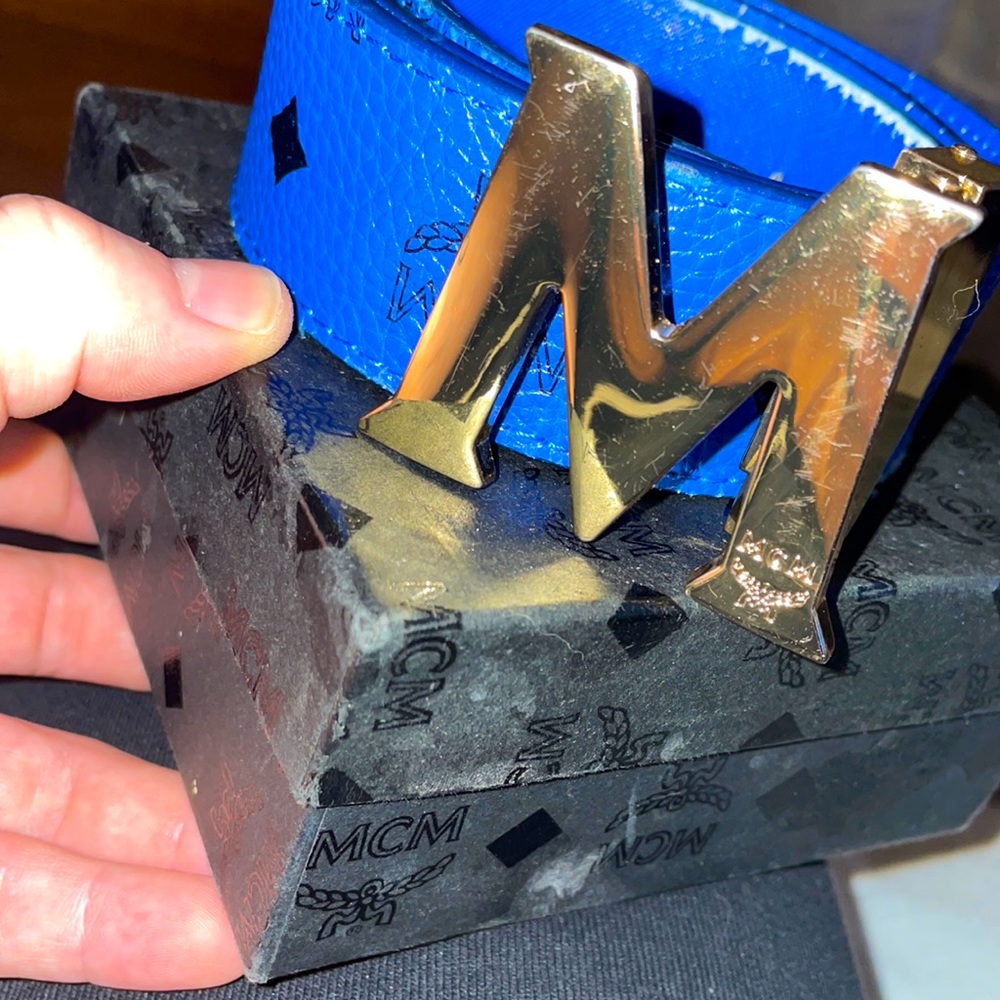Men’s blue MCM belt